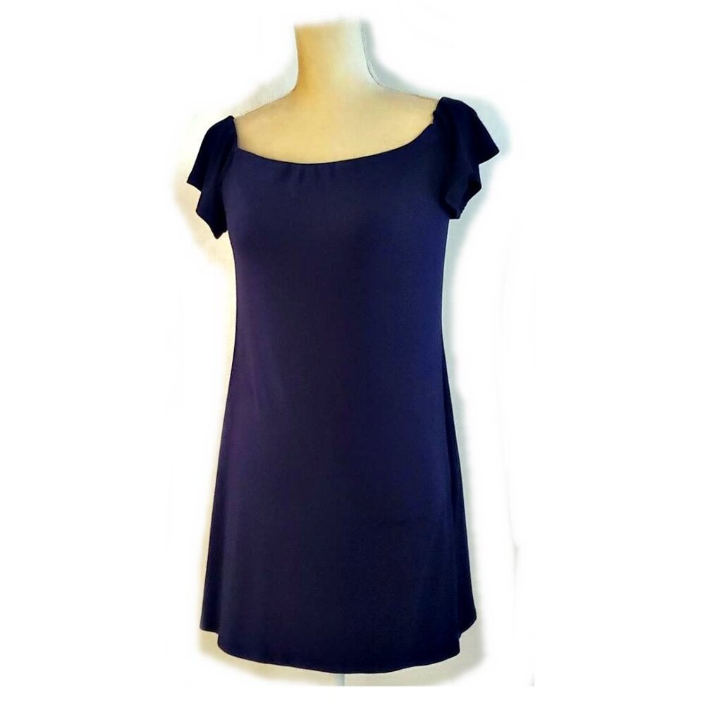 Women's LULUS Navy Blue Off The Shoulder Short Casual Dress Sz L EUC